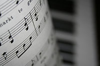 Piano keys and sheet music